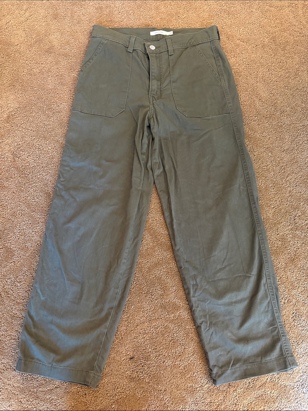 Levi's Olive Green Cropped Utility Wide-Leg Pants
